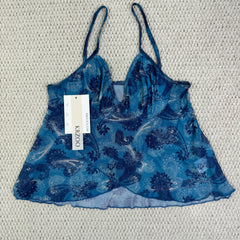 Strapless sheer mesh printed babydoll top
