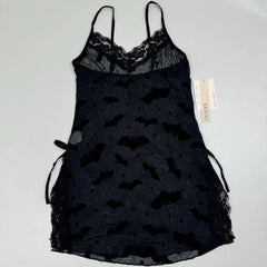 Backless dark bat print nightgown