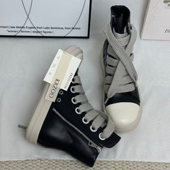 High-top zipper round-toe thick heel