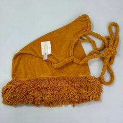 Woven twisted rope shoulder strap fringed dress