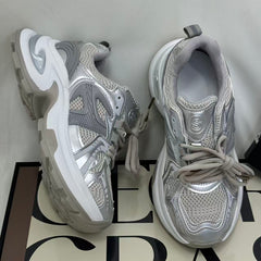 High-top mesh silver dad's shoes