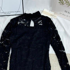 Lace Jumpsuit With Slit Flared Sleeves