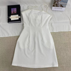 Beaded Strap Solid Color Dress