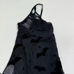 Backless dark bat print nightgown