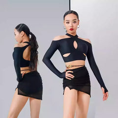 Girls Long-sleeved Dance Tops Practice Bodysuit