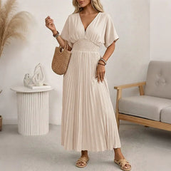 Relaxed-Fit Solid-Color V-Neck Dress