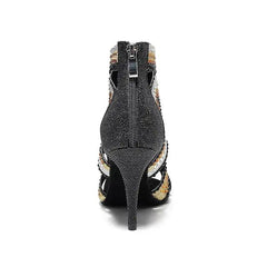 Women's Sparkling Rhinestone Glitter 10cm/8.5cm Heels Dance Boots JazSalsa Dancing Shoes