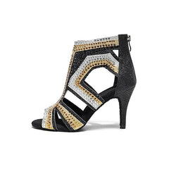 Women's Sparkling Rhinestone Glitter 10cm/8.5cm Heels Dance Boots JazSalsa Dancing Shoes