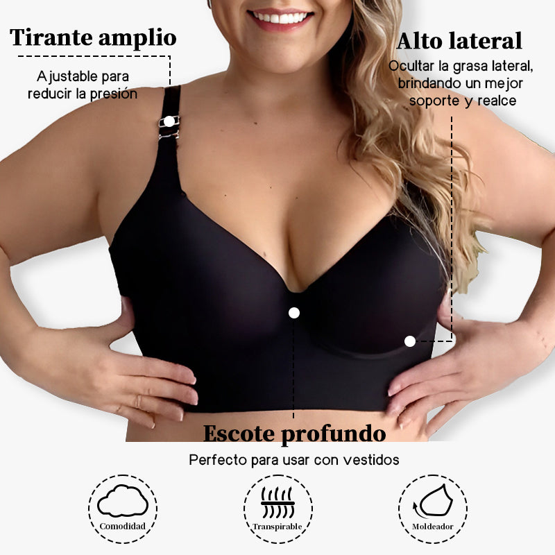 Full-Coverage Back Smoothing Bra - Black+Beige (2 PCS)