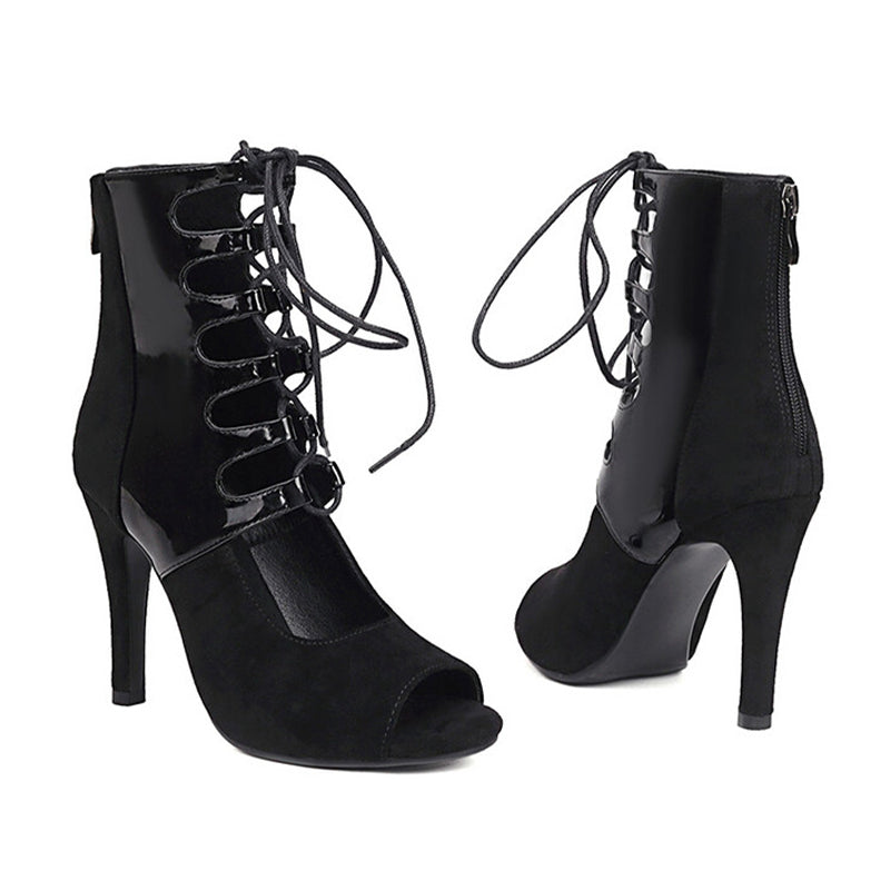 Women's Black Rubber Sole 11cm/9.5cm Heel Heels Dancer Boots JazSalsa Dancing Shoes