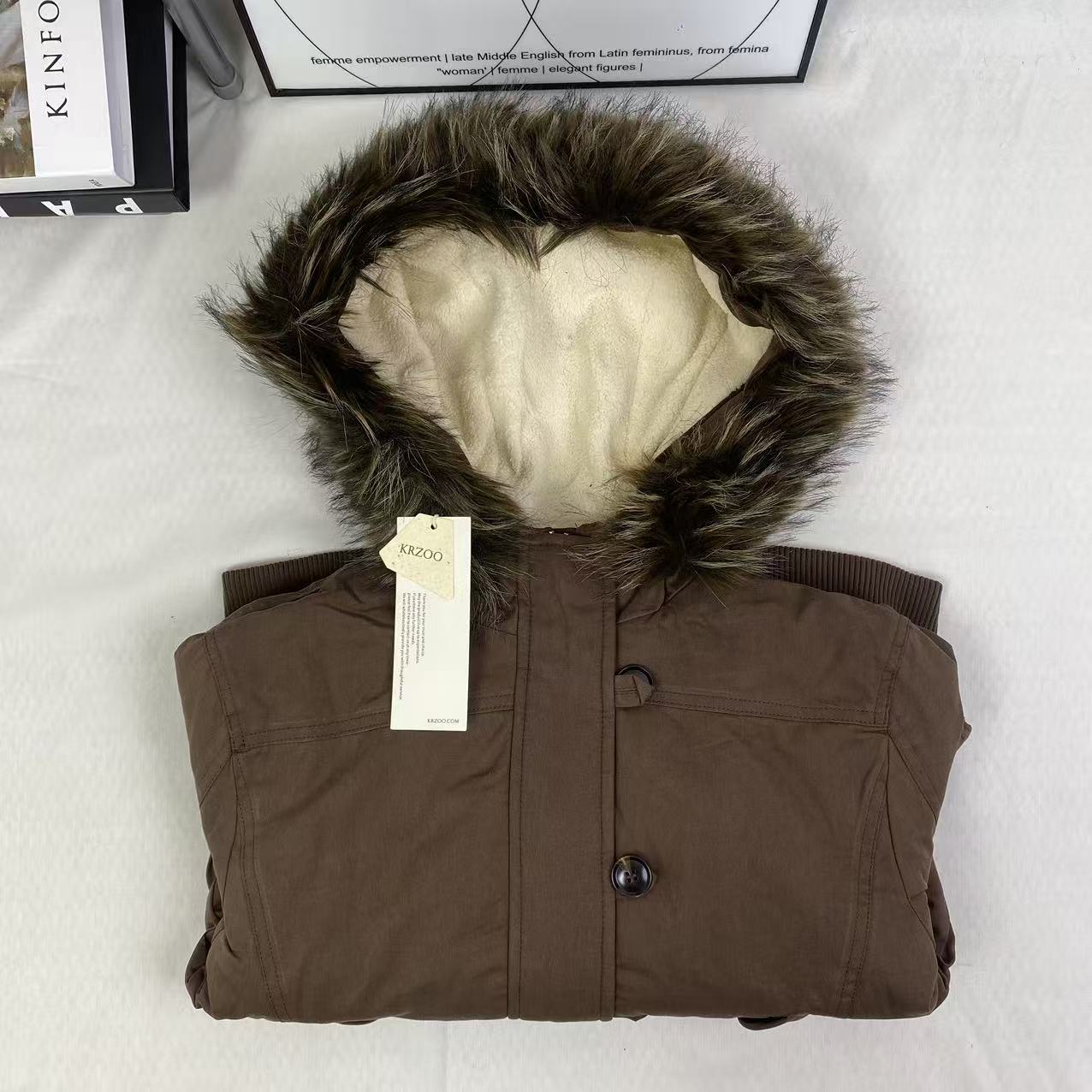 Down-lined hooded jacket short coat