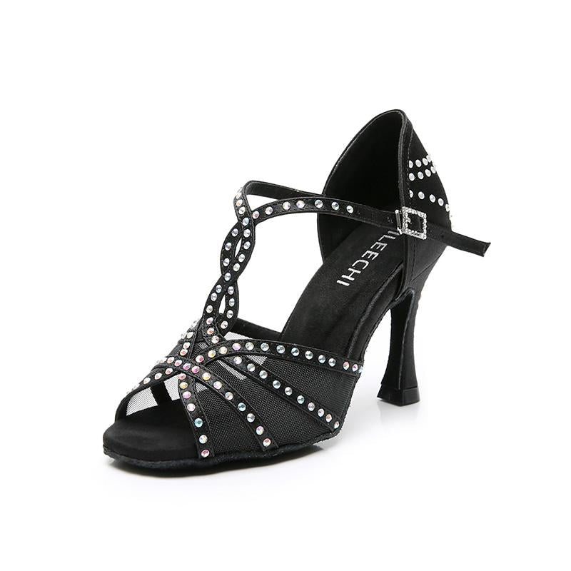 Women's Satin Customized Heel Ballroom Dance Shoes Latin Shoes