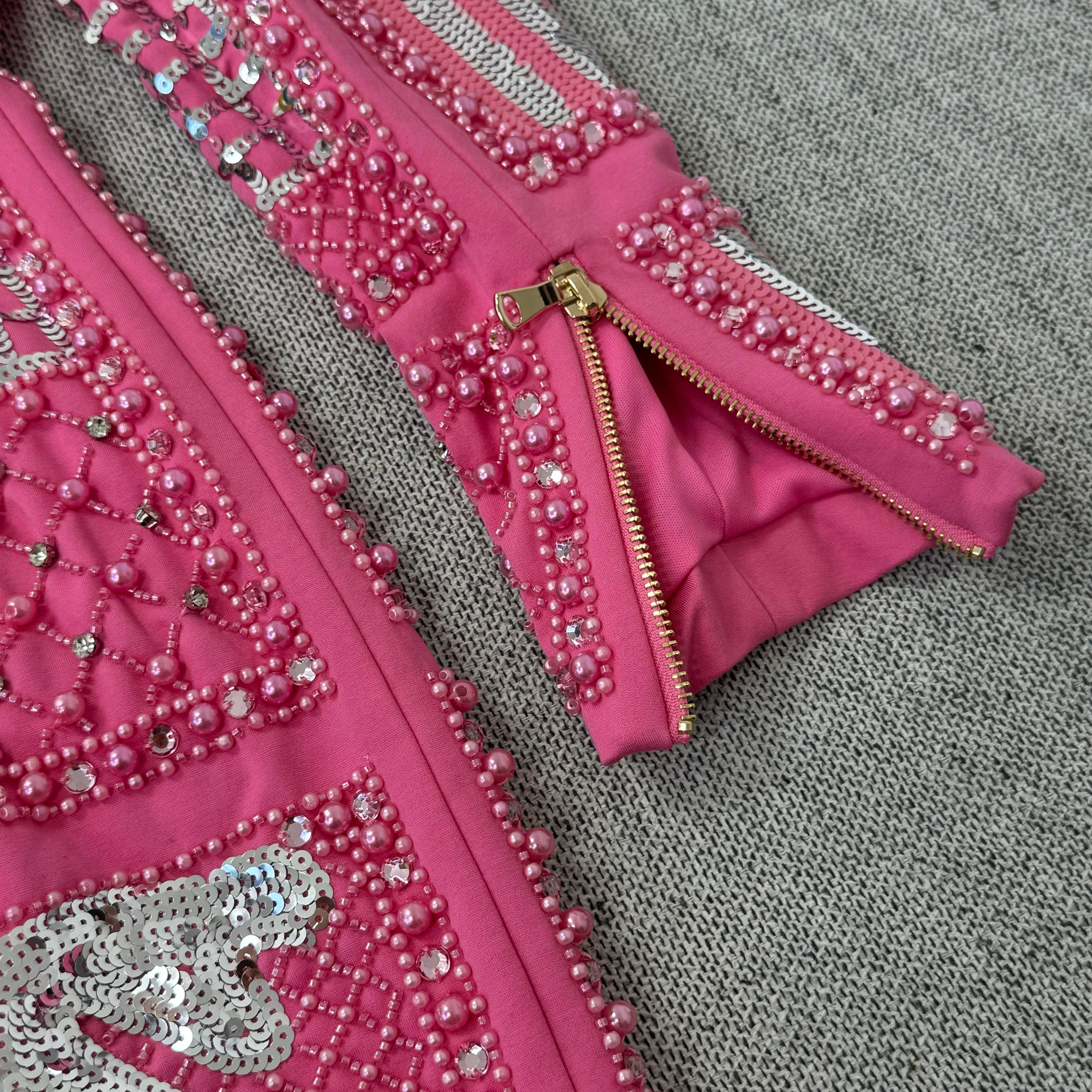Heavyweight dress with diamond-set beads