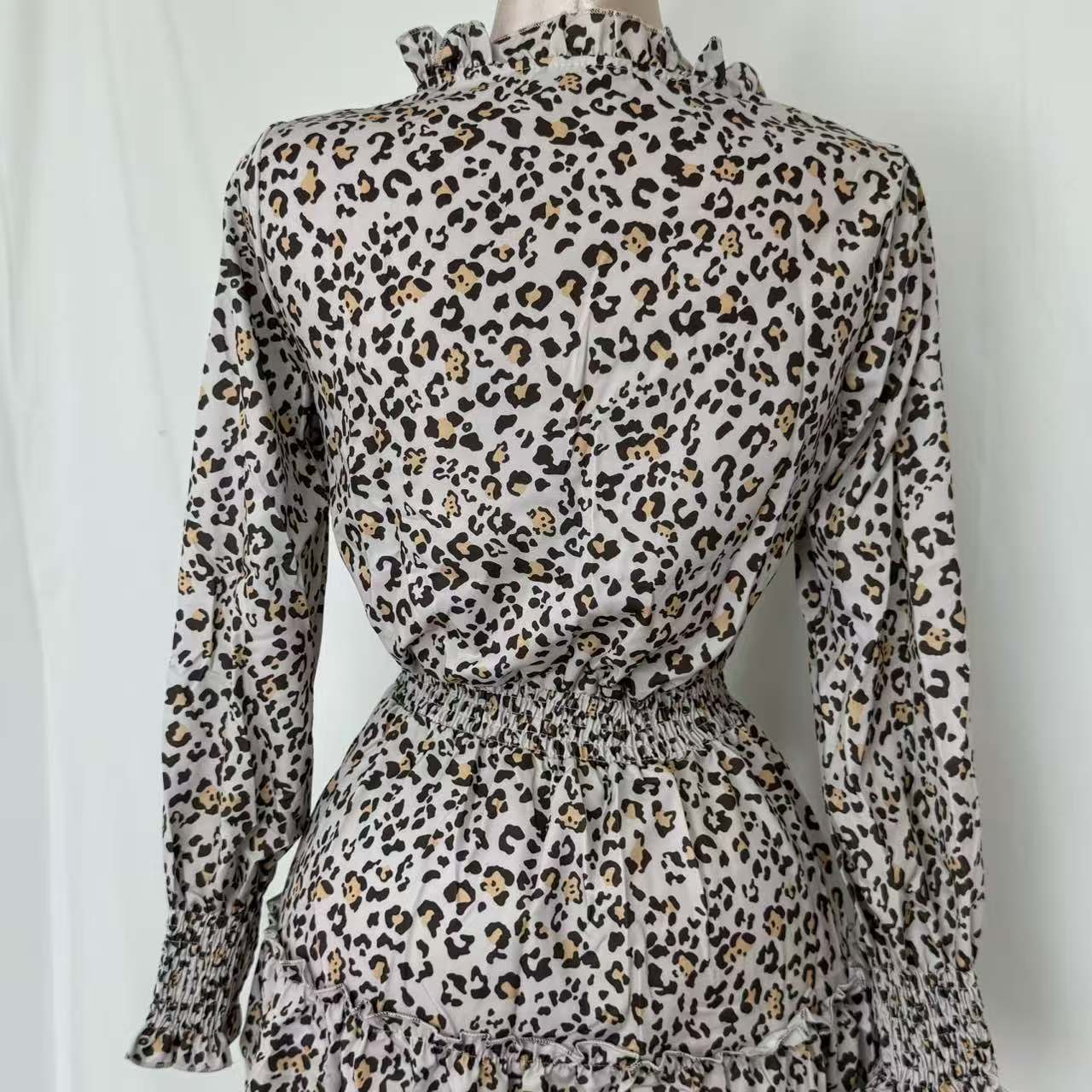 Leopard-Print Puff-Sleeve Dress
