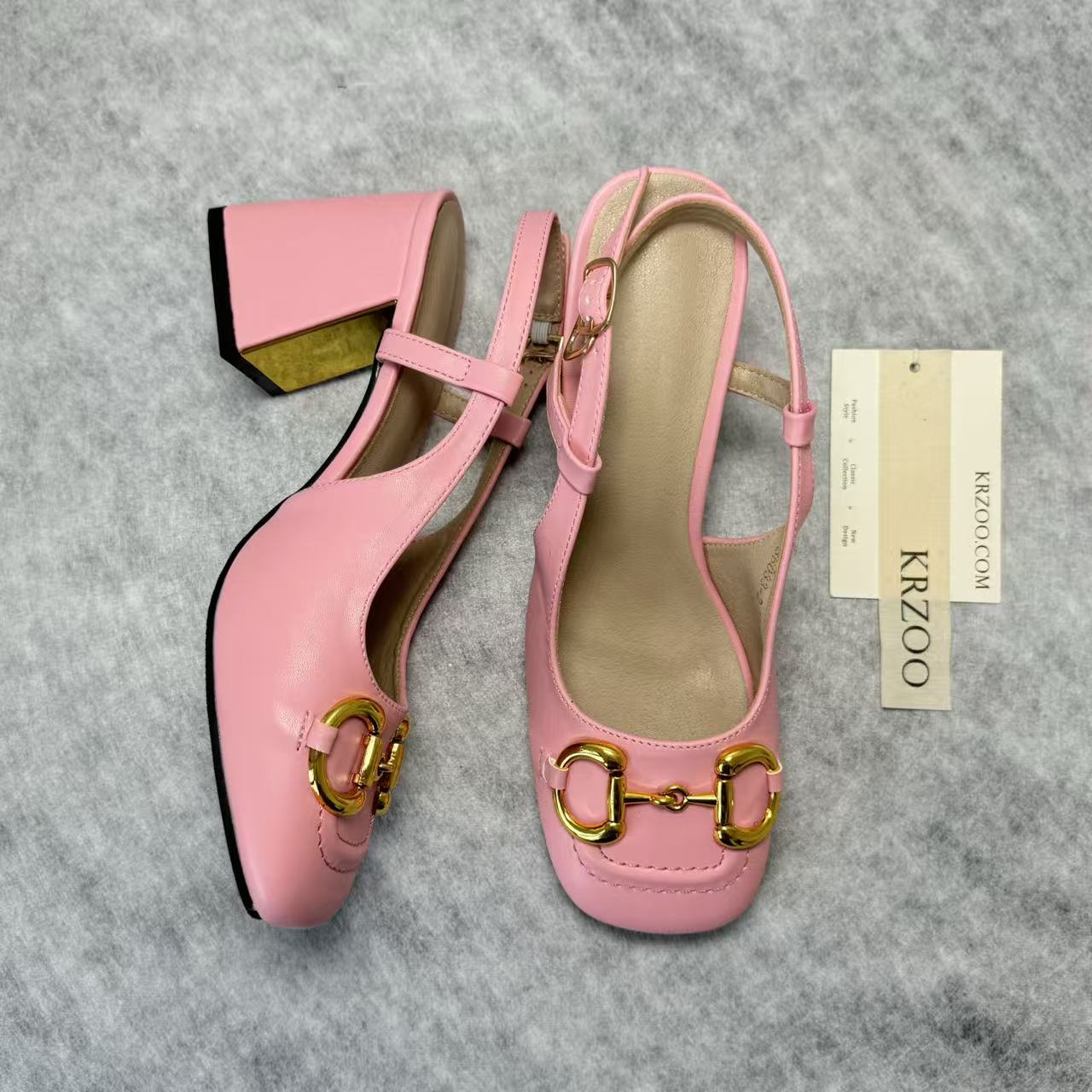 Square-toe shoes with thick heels