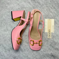 Square-toe shoes with thick heels