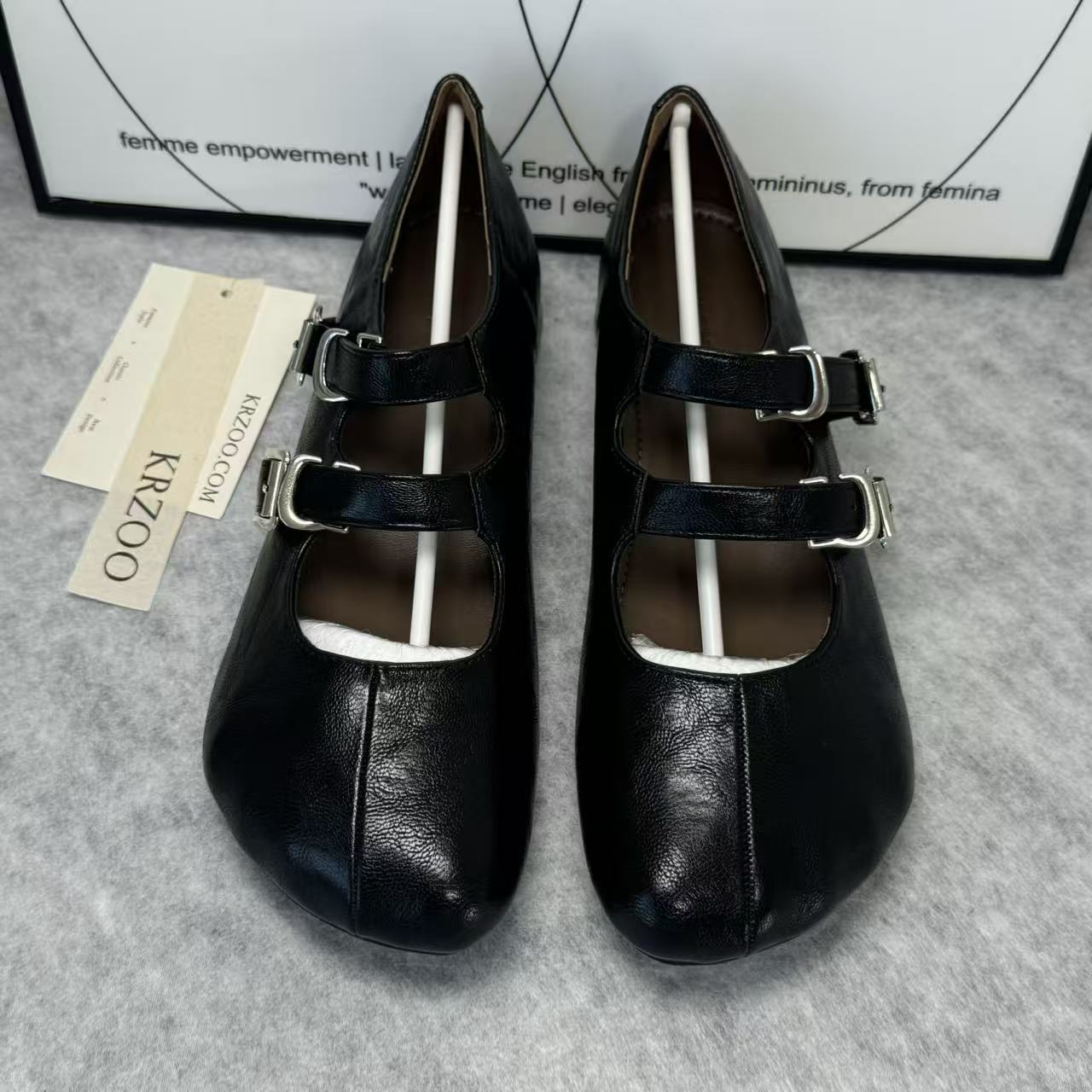 Leather Ankle-Length Ballet Flats
