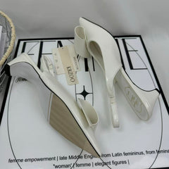 Camellia flower origami pointed-toe high heels