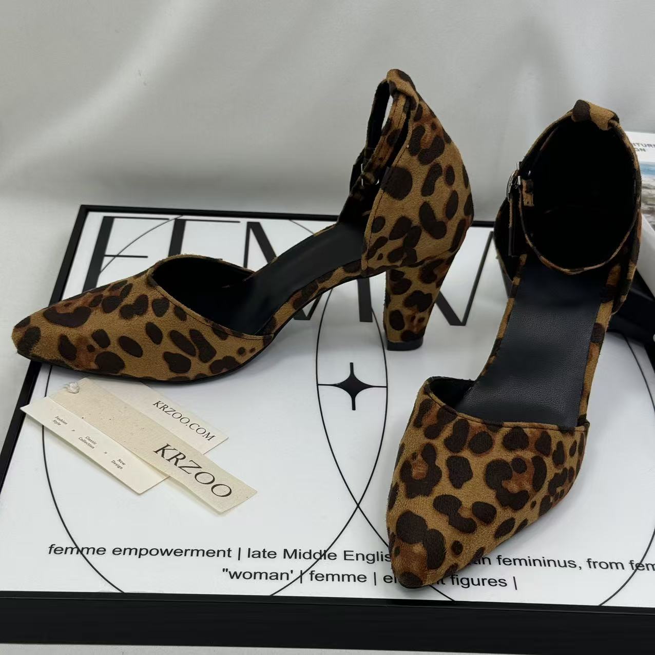 Leopard print suede platform shoes