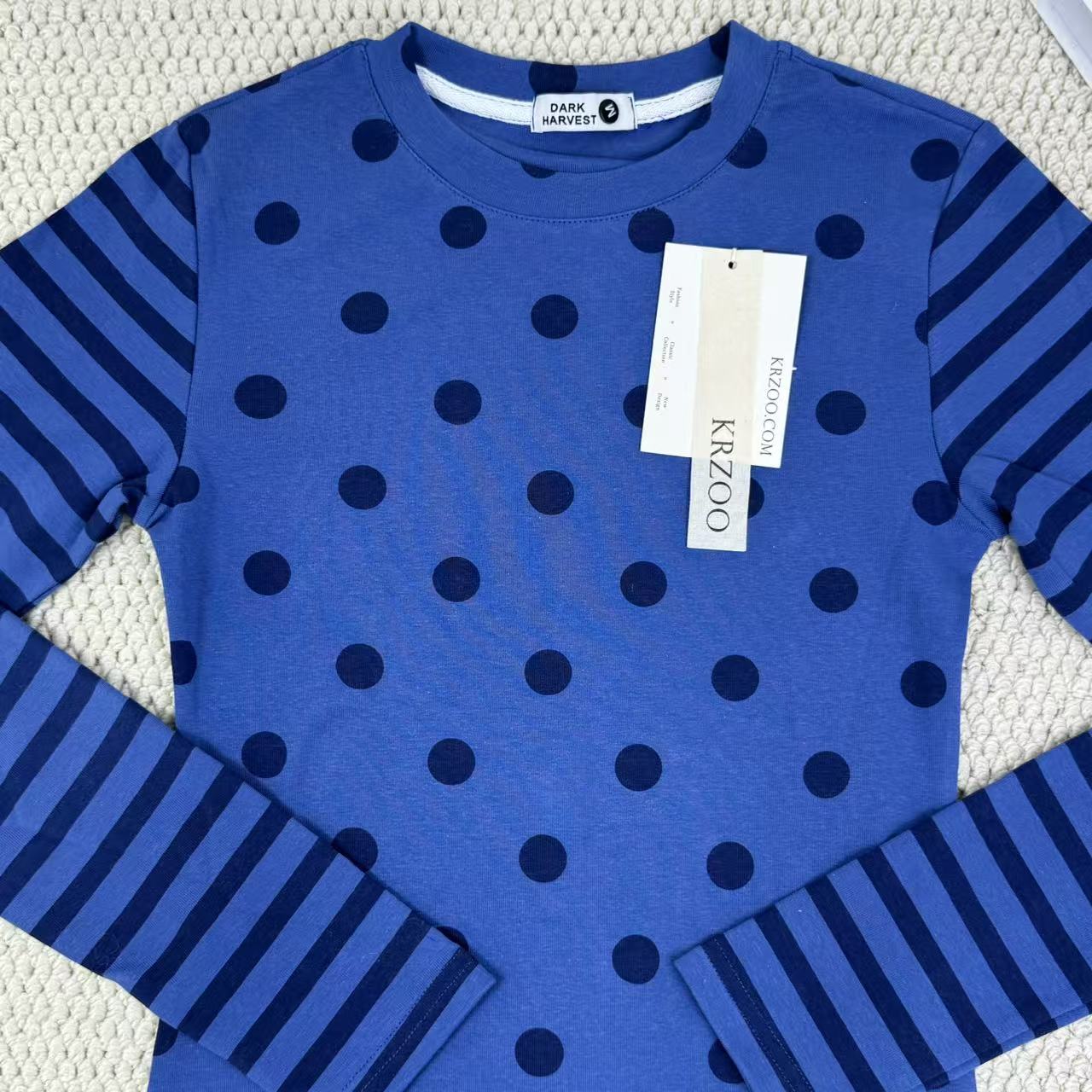 Striped and polka-dot all-over long-sleeved shirt