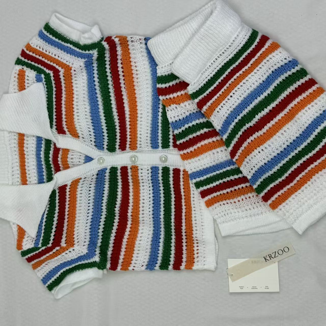 Knitted color-block short-sleeved shorts set