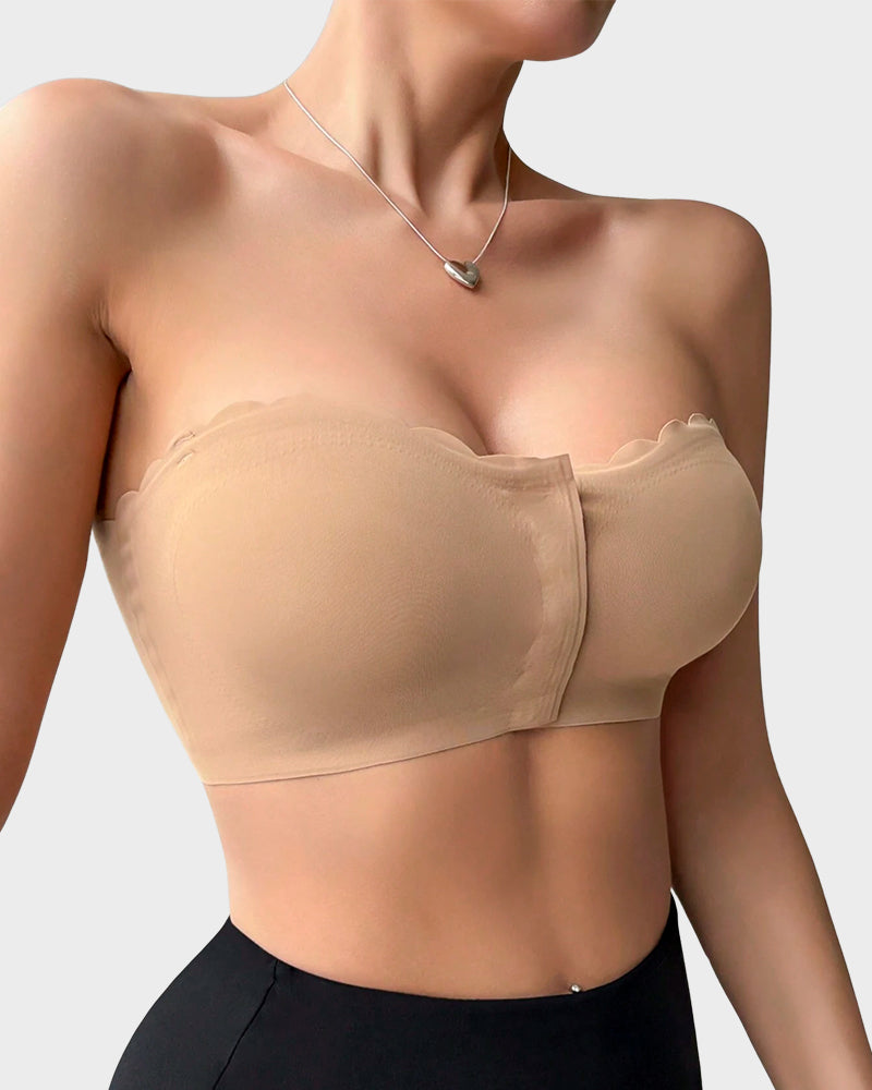 Strapless Front Closure Leopard Print Bra
