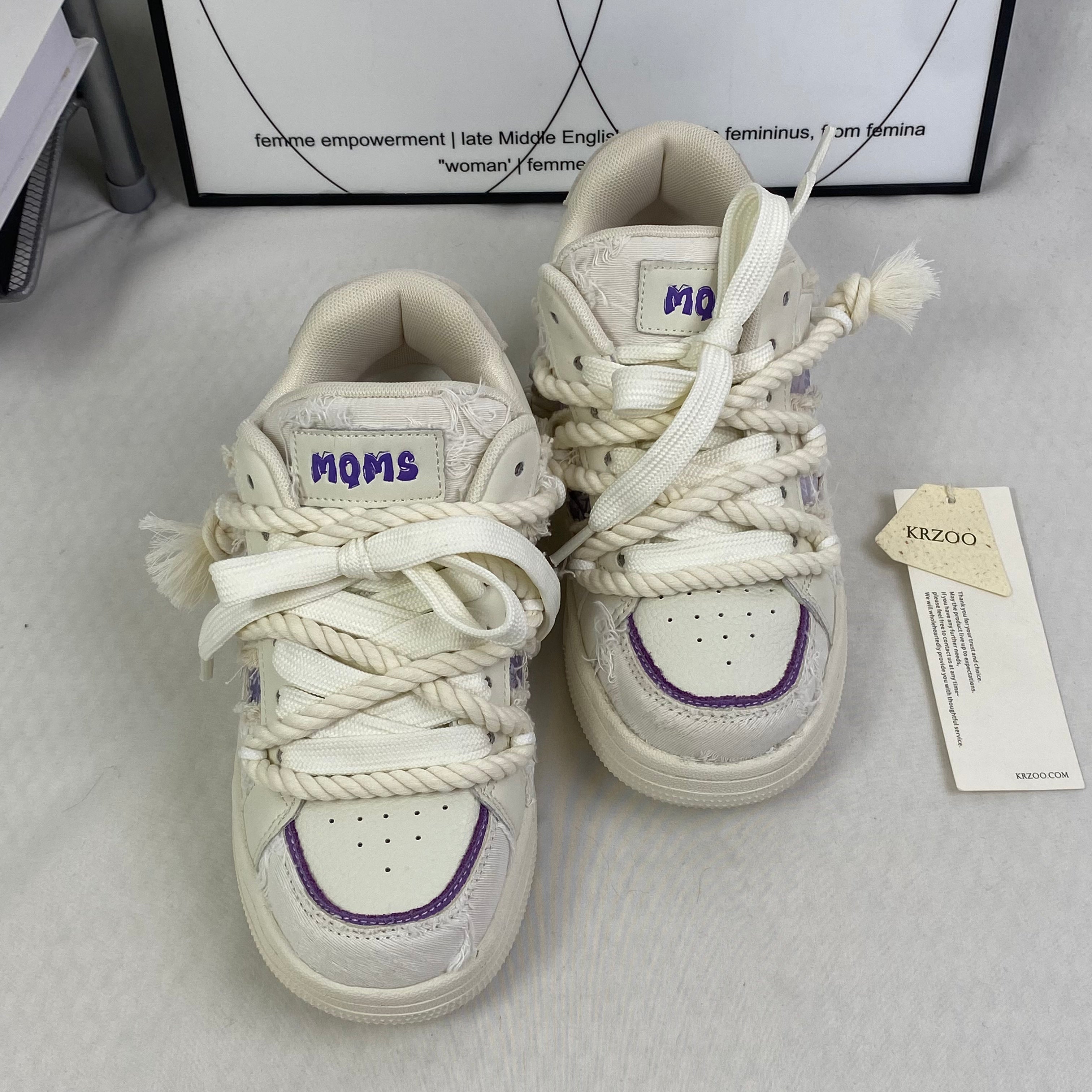Leather platform casual sneakers
