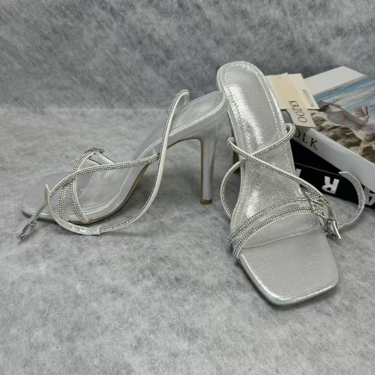 Spiked high-heeled shoes