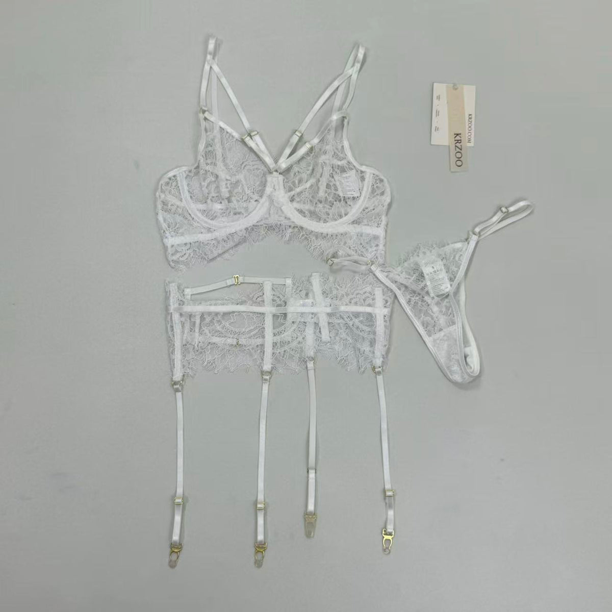 Lace ultra-thin lingerie set of three pieces