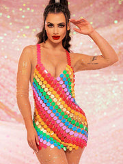Rainbow Chainmail Dress for Parties and Cocktails