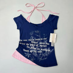 Two-piece off-the-shoulder short-sleeved T-shirts