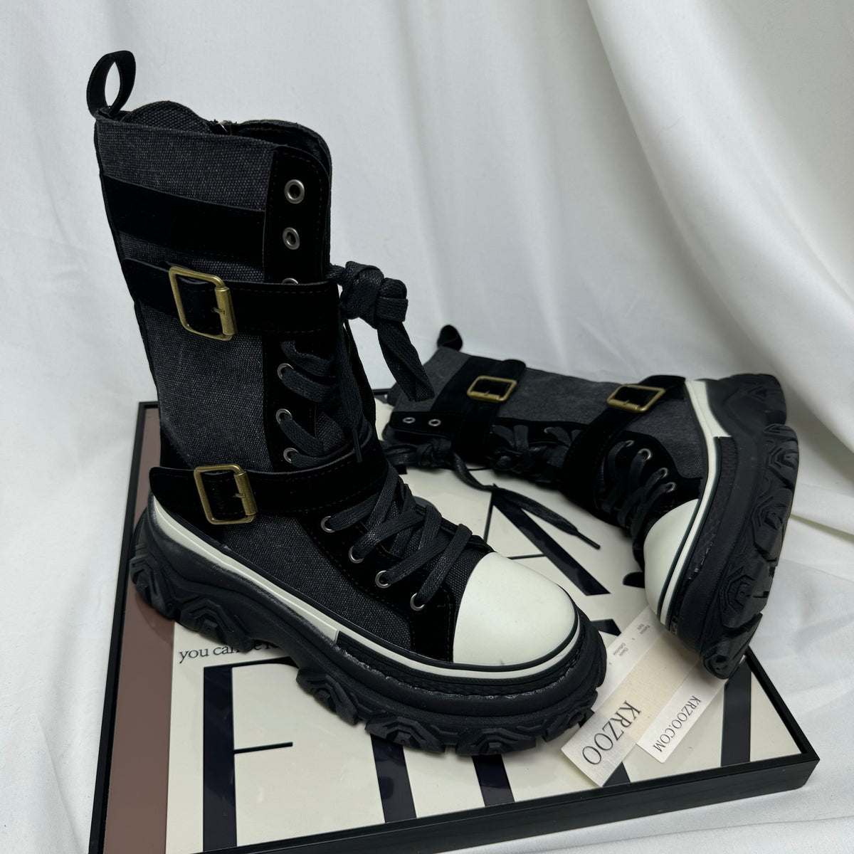 Low side zipper high-top knight boots