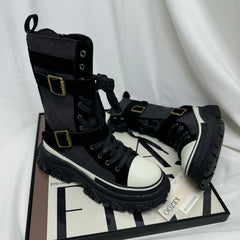 Low side zipper high-top knight boots