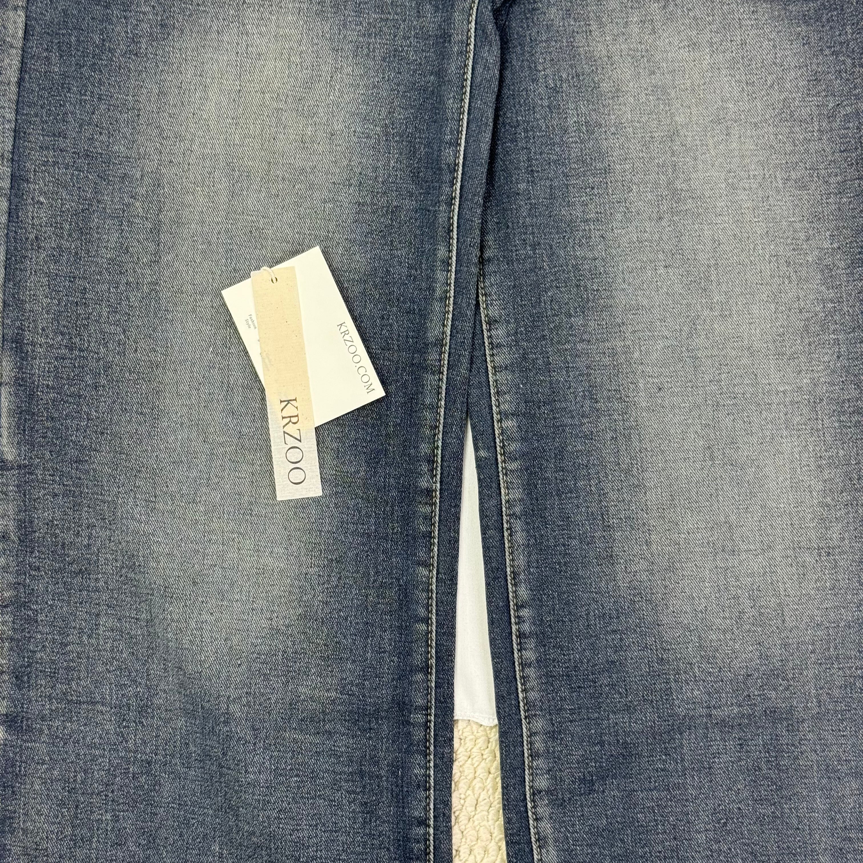 Washed and distressed denim pants