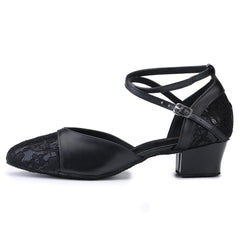 Women's Real Leather 4.5cm Heels Ballroom Swing Dance Modern Dance Shoes