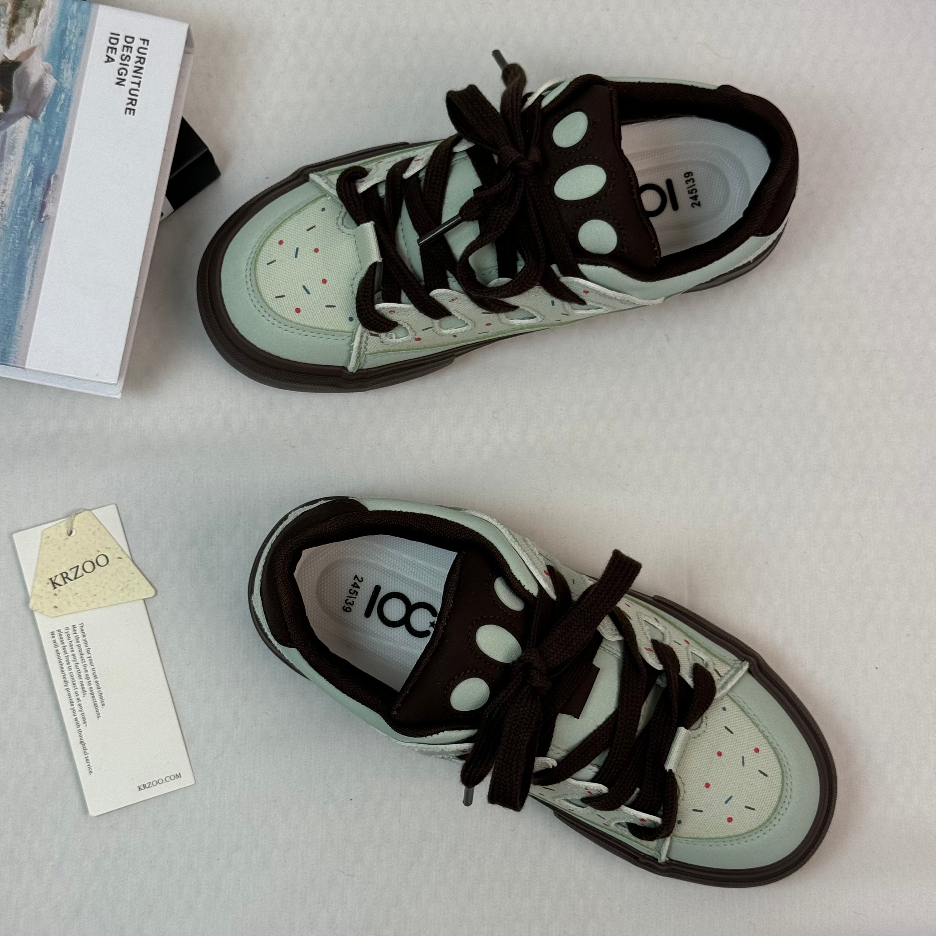 Mint sneakers with cushioned thick soles