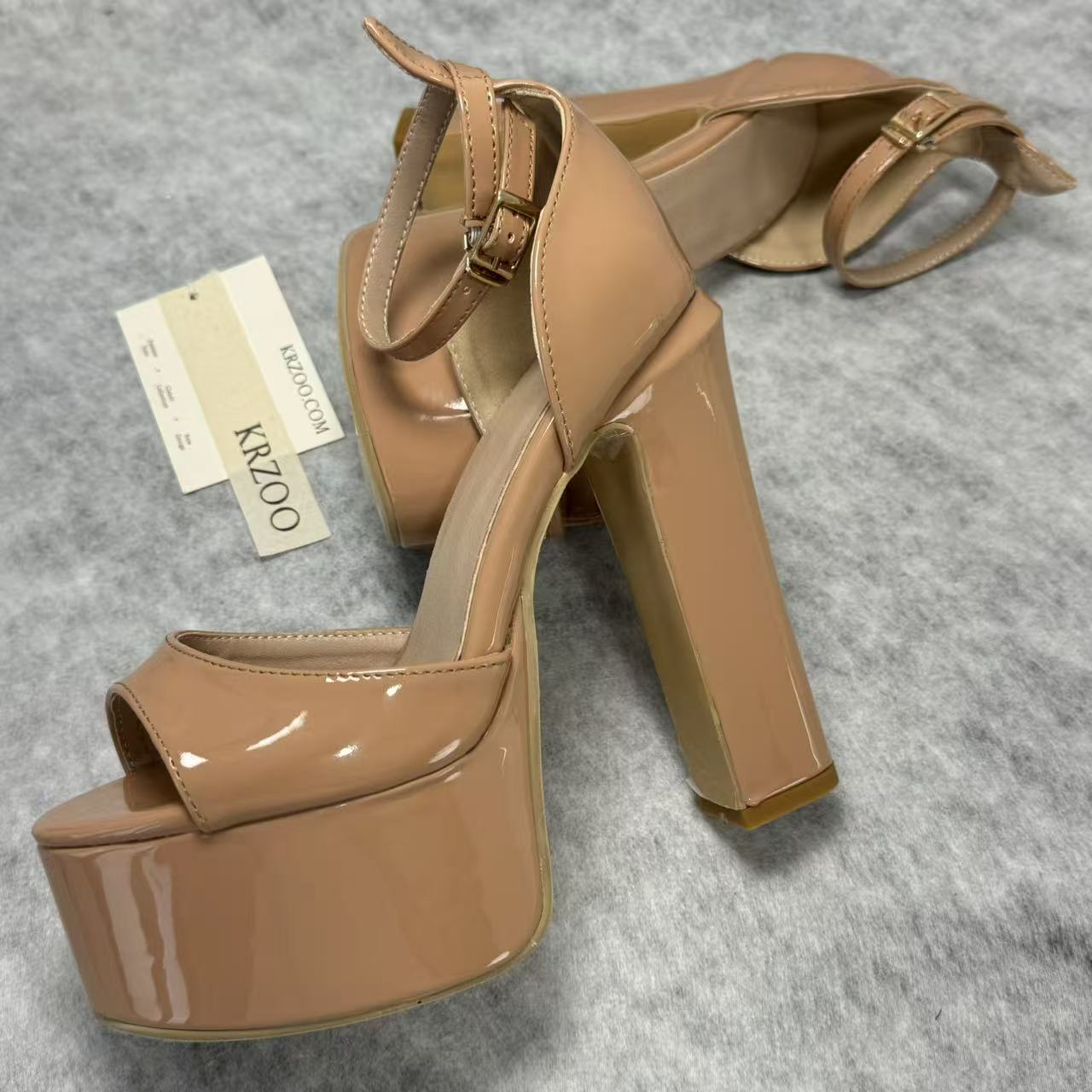 Waterproof platform mid-heel thick-soled high heel