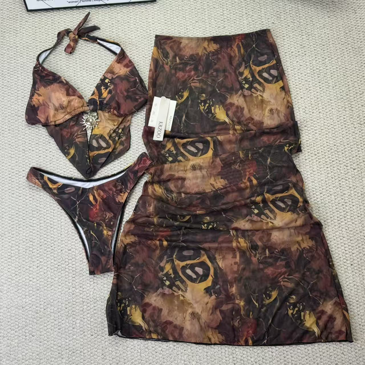 Necklace-style netted wrap-around skirt set