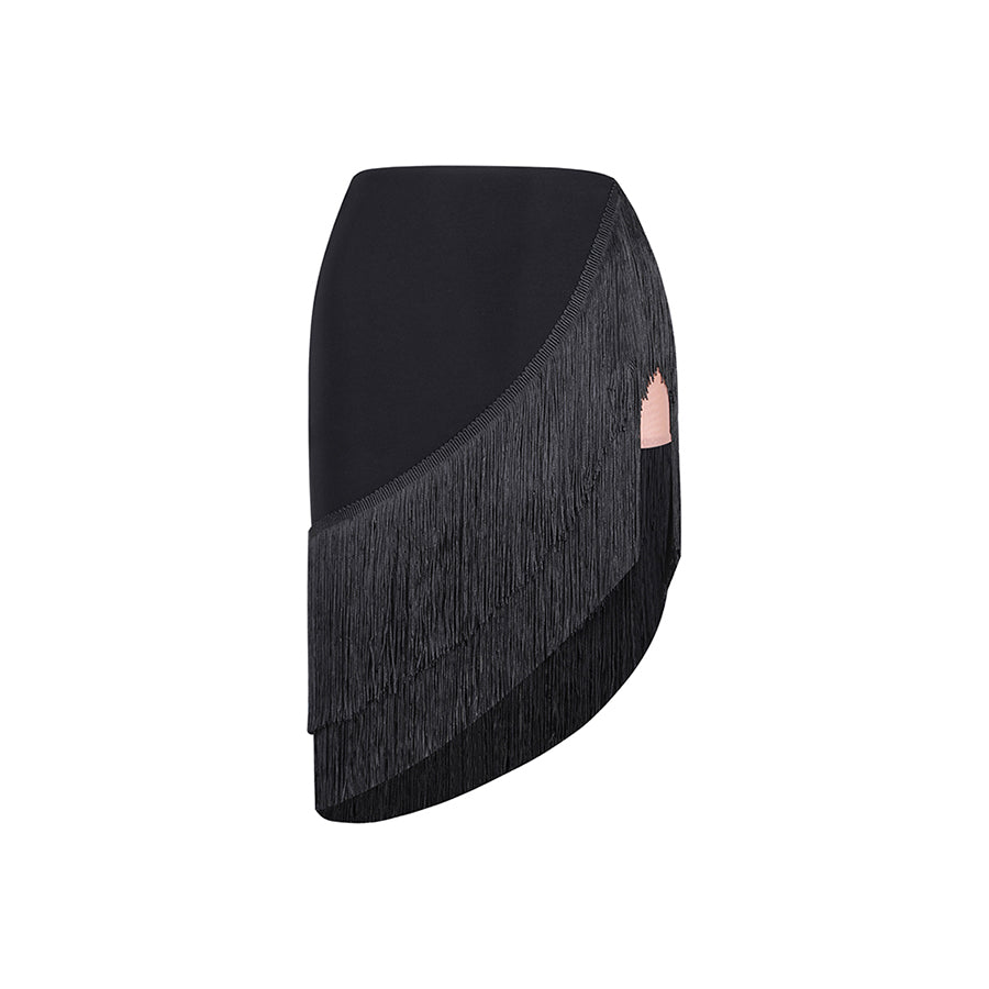 Girls Black Tassel Swing Dance Srts Practice Dancewear
