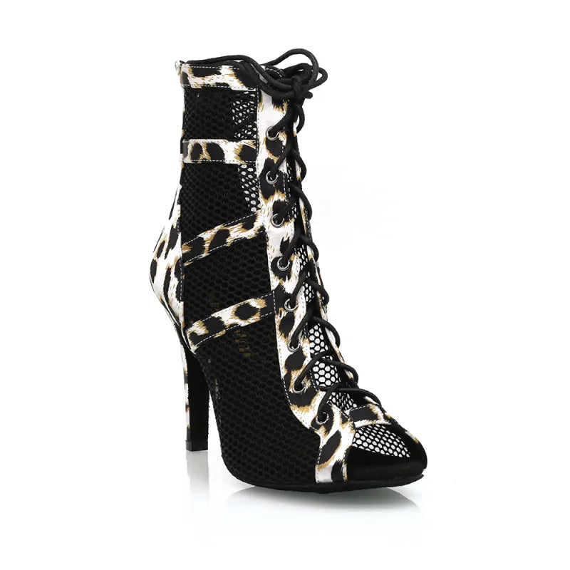 Women's 9.5cm Heel Peep Toe Rubber Sole JazShoes Dance Boots Salsa Dance Shoes