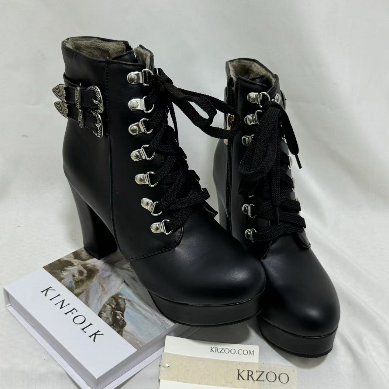 Lace-up Chunky-Heel Ankle Boots