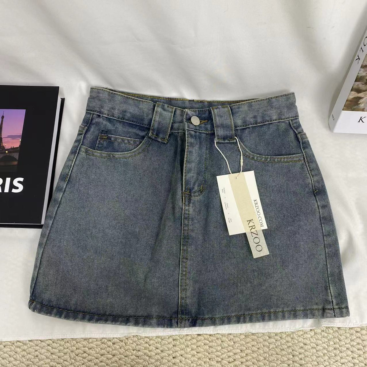 Simple Denim Half-Skirt