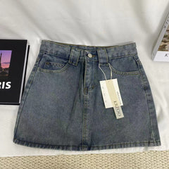 Simple Denim Half-Skirt