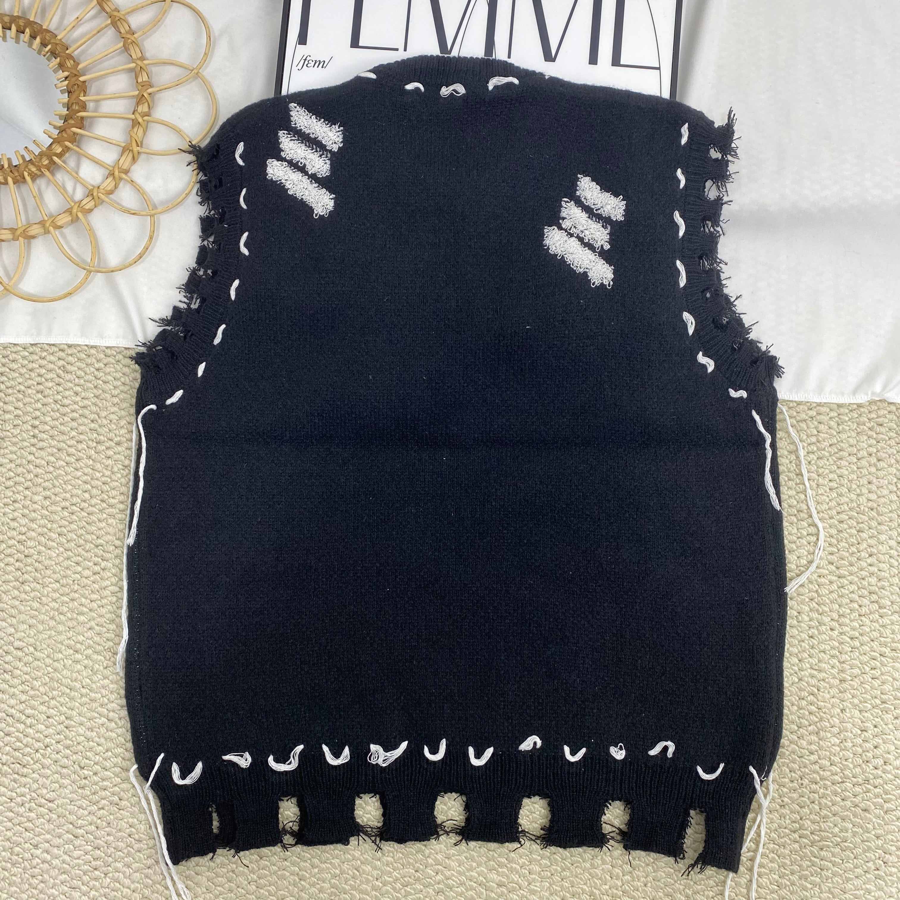 High Street Destroyed Vest Sweater