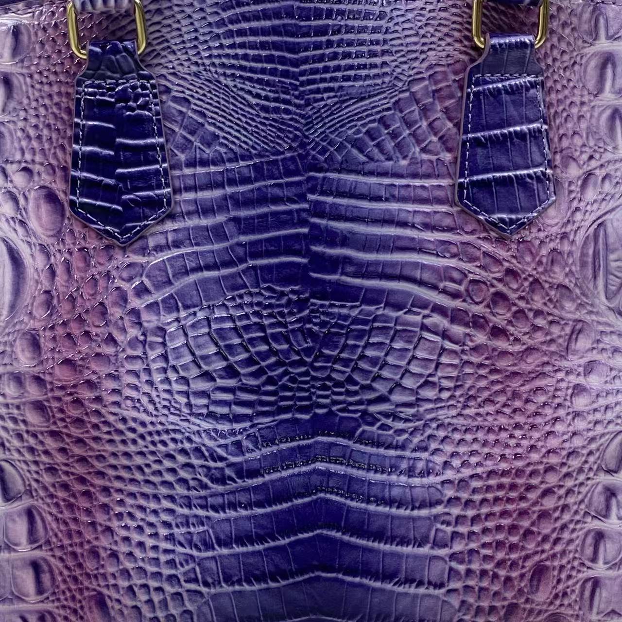 Multi-color crocodile-patterned Brahmin bag