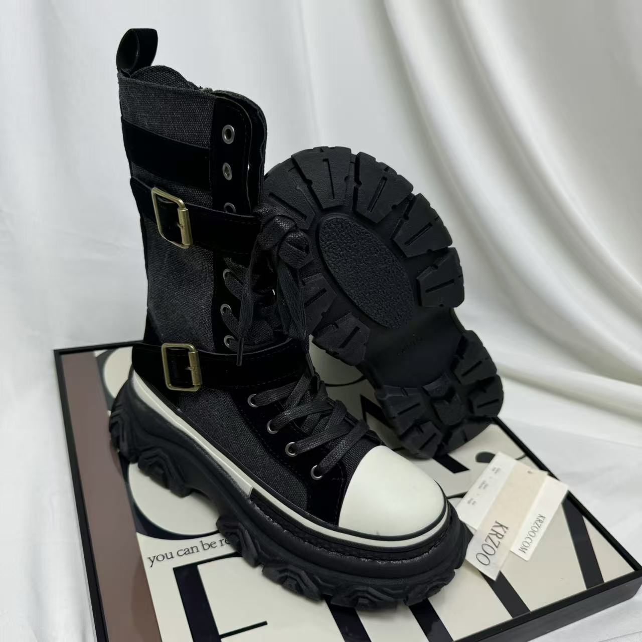 Low side zipper high-top knight boots
