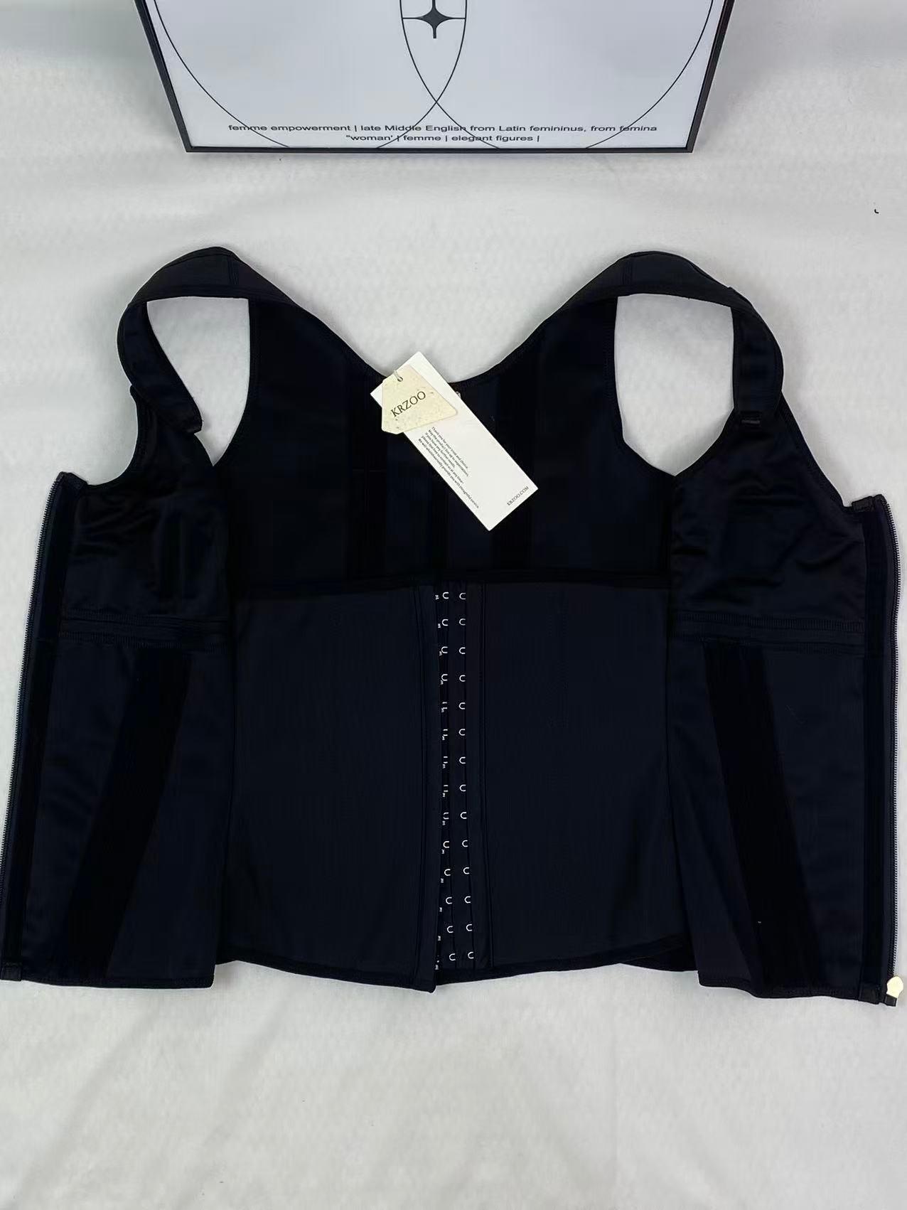 Zippered and buttoned double-layer shaping vest