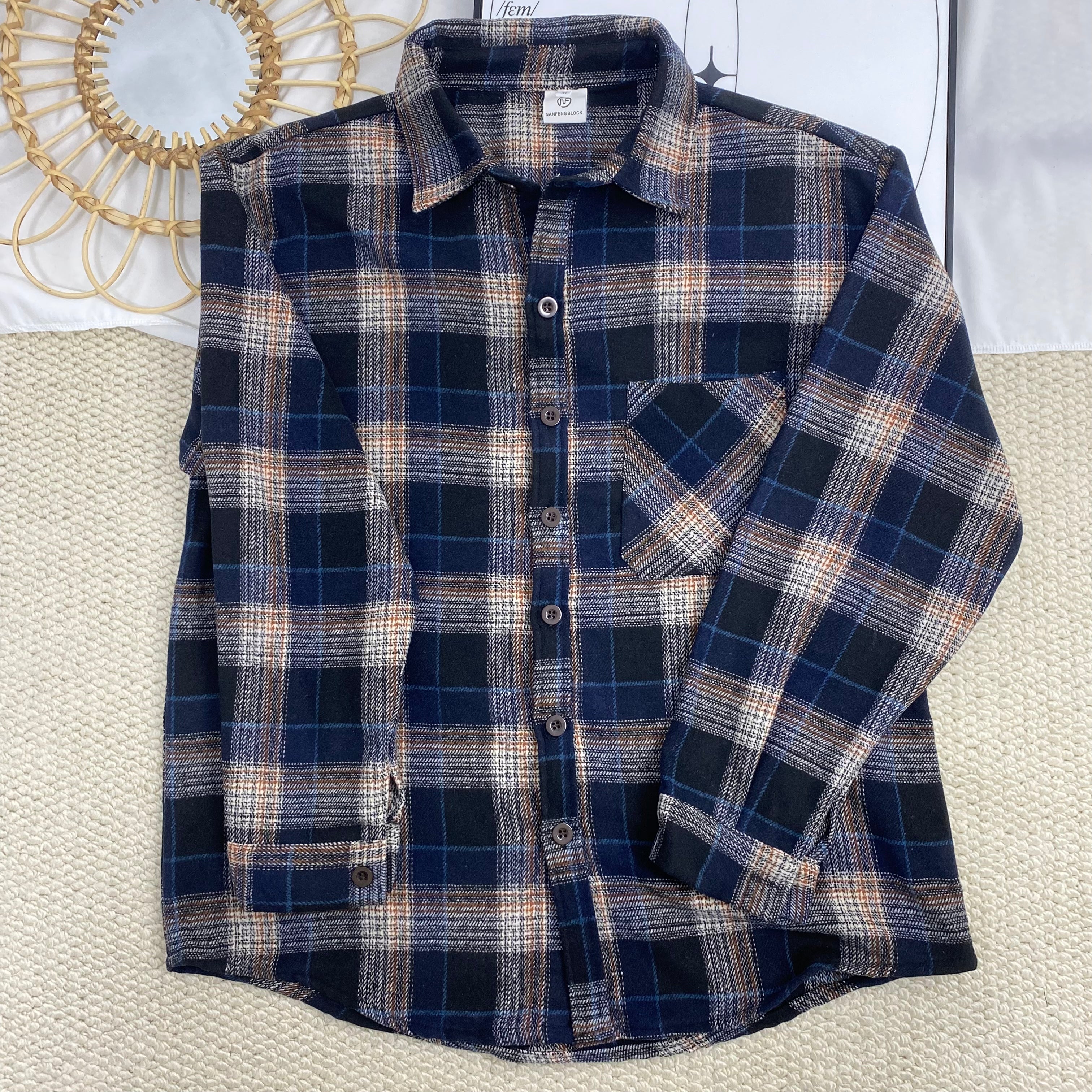 Japanese Retro Woolen Plaid Shirt