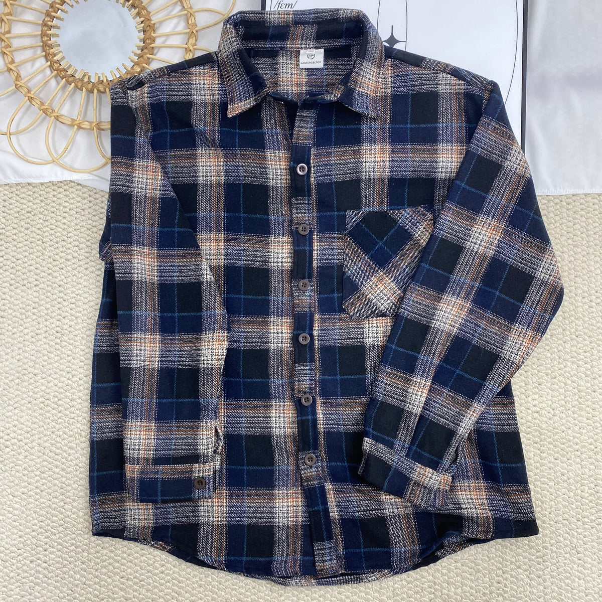 Japanese Retro Woolen Plaid Shirt