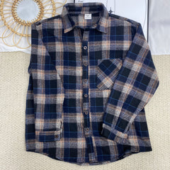 Japanese Retro Woolen Plaid Shirt